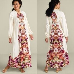 SOFT SURROUNDINGS Paulette floral shirt maxi dress Fall Festival Size Petite XS
